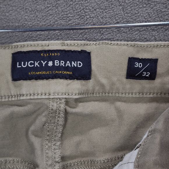 Lucky Brand 121 Slim Straight Pants sz 30x32 Mens Beige Canvas Khakis Chinos - Picture 7 of 11